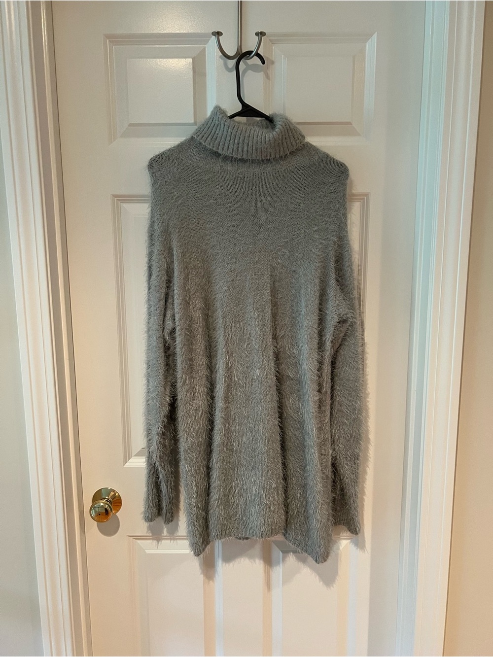 DAVI & DANI Soft Grey Fuzzy Turtleneck Sweater